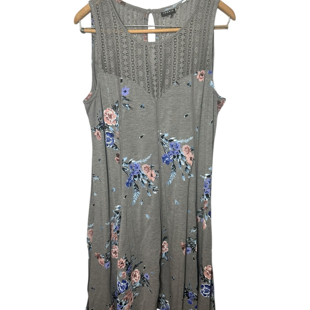 Torrid Gray Floral Midi Dress - Picture 3 of 9